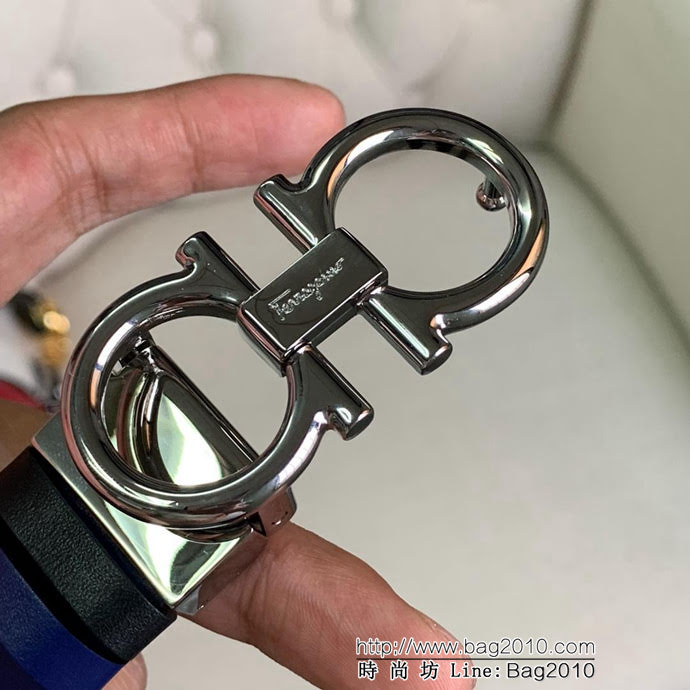 Ferragamo菲拉格慕 全新 多色雙面平紋 牛皮腰帶 時尚雙扣女款皮帶  xfp1288
